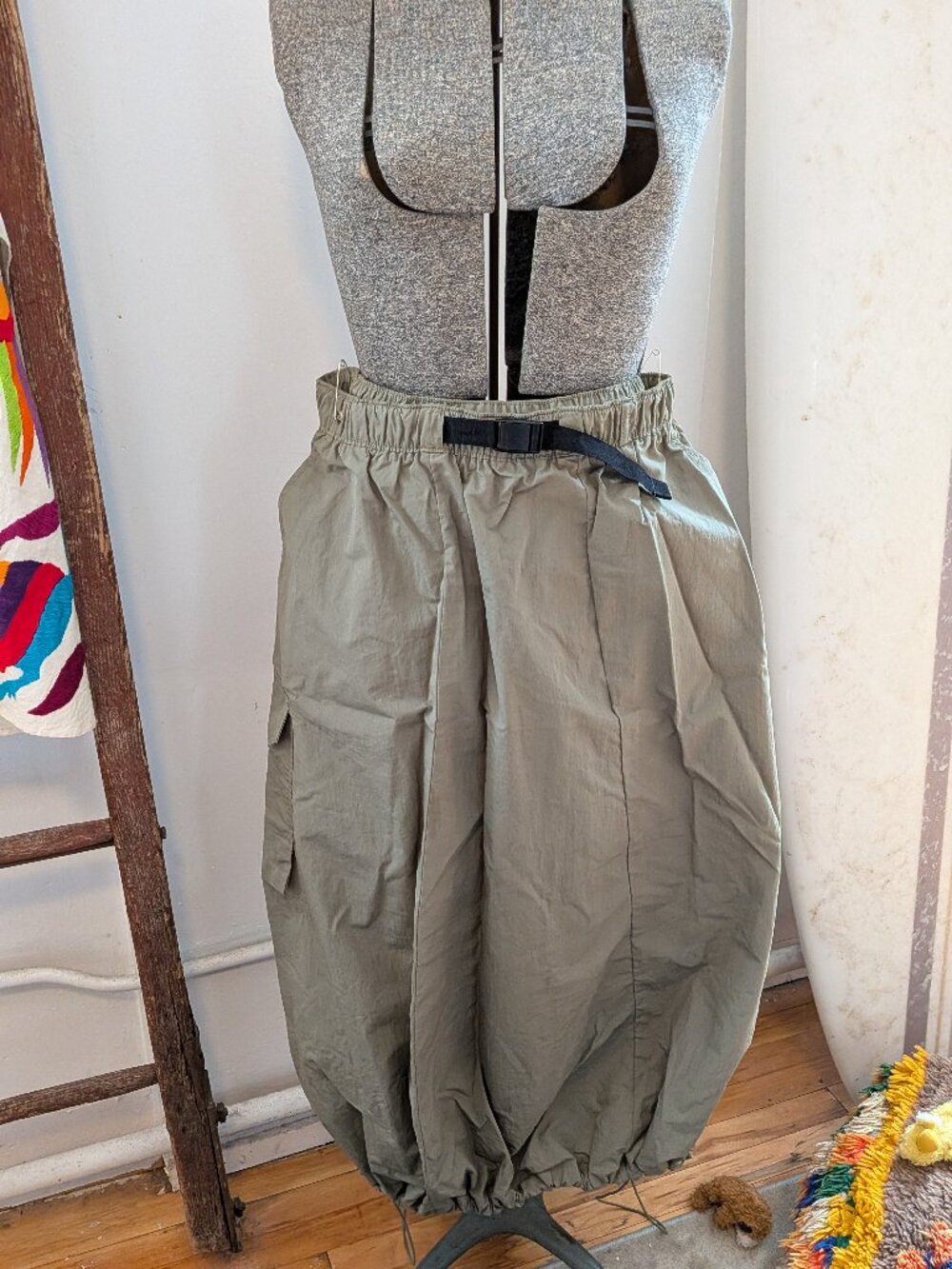 TIMBERLAND green parachute midi maxi skirt